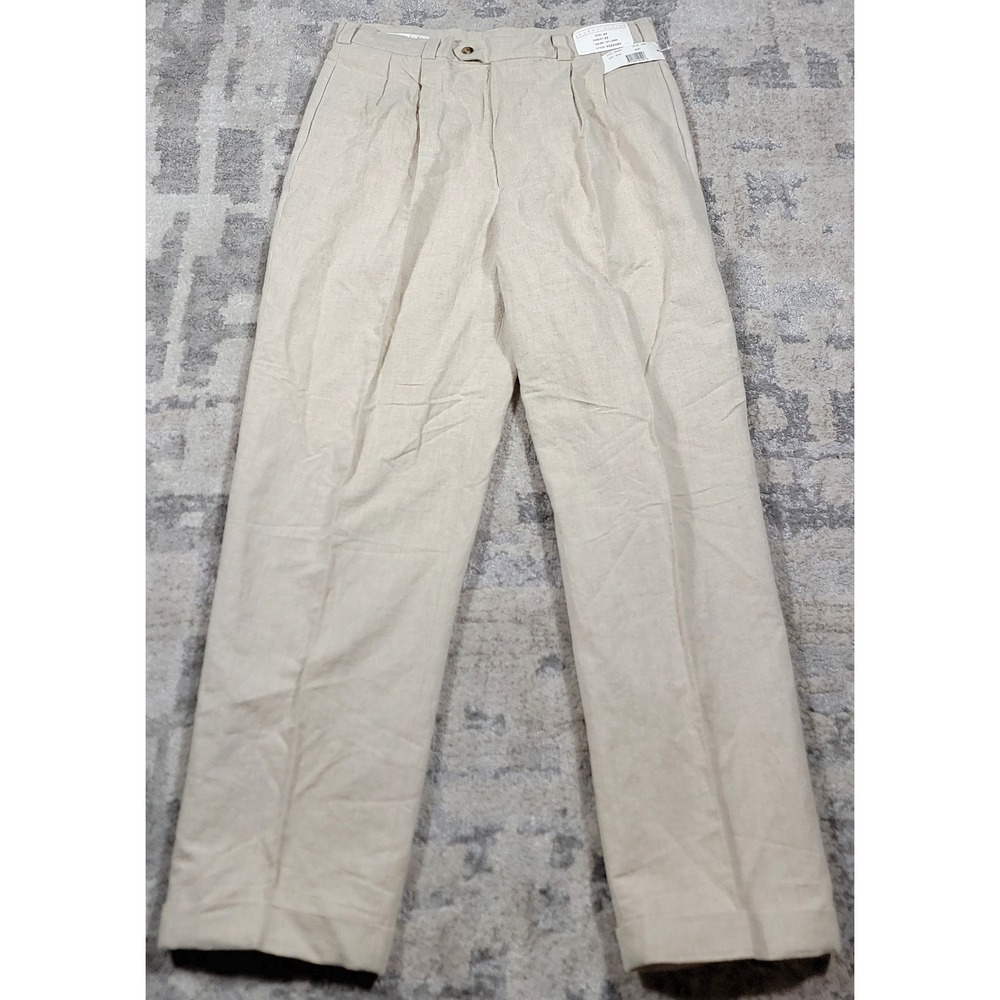 NWT‎ Perry Ellis Men's 121 Linen Baggy Fit Linen Blend Pants Sz 34x32 MG5339X